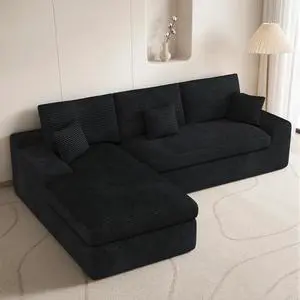 111" Modular Sectional Sofa for Living Room, Convertible L-Shape Couch with Ottoman,Cloud Boneless Couch with Layered Cushion,Black Corduroy 111" Modular Sectional Sofa for Living Room, Convertible L-Shape Couch with Ottoman,Cloud Boneless Couch with Layered Cushion,Black Corduroy