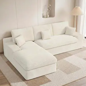 111" Modular Sectional Sofa for Living Room, Convertible L-Shape Couch with Ottoman,Cloud Boneless Couch with Layered Cushion,Beige Corduroy 111" Modular Sectional Sofa for Living Room, Convertible L-Shape Couch with Ottoman,Cloud Boneless Couch with Layered Cushion,Beige Corduroy