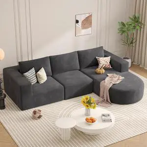 L-Shaped Boneless Couch,104" Couches for Living Room with Curved Chaise,Modular Sectional Sofa with Deep Seat,Modern Cozy Cloud Compression Sofas,No Assembly Required(Gray) 1PCS L-Shaped Boneless Couch,104" Couches for Living Room with Curved Chaise,Modular Sectional Sofa with Deep Seat,Modern Cozy Cloud Compression Sofas,No Assembly Required(Gray) 1PCS