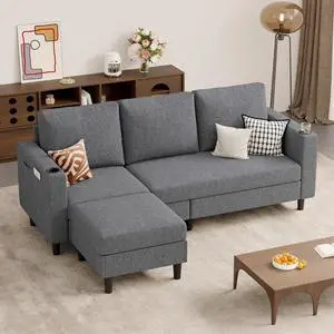 Upholstered Sectional Sofa and Couches, 78'' L Shaped 3-seat Sofa forLiving Room, Apartment,Lounge,Bedroom-Washable Covers Convertible Sofas(Linen Fabric,Dark Gary) Upholstered Sectional Sofa and Couches, 78'' L Shaped 3-seat Sofa forLiving Room, Apartment,Lounge,Bedroom-Washable Covers Convertible Sofas(Linen Fabric,Dark Gary)