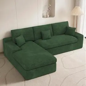 111" Modular Sectional Sofa for Living Room, Convertible L-Shape Couch with Ottoman,Cloud Boneless Couch with Layered Cushion,Green Corduroy 111" Modular Sectional Sofa for Living Room, Convertible L-Shape Couch with Ottoman,Cloud Boneless Couch with Layered Cushion,Green Corduroy