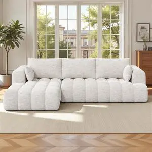 108 Boneless Couch, Cloud Couch with L-Shape Chaise, Modular Sectional Sofa with Oversized Deep Seat,Couch for Living Room Bedroom,No Assembly Required,White 108 Boneless Couch, Cloud Couch with L-Shape Chaise, Modular Sectional Sofa with Oversized Deep Seat,Couch for Living Room Bedroom,No Assembly Required,White