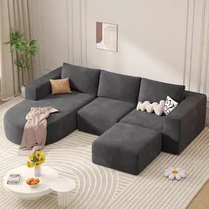 Boneless Couches for Living Room with Chaise,104" Modular Sectional Sofa with Convertible Ottoman,Cozy Cloud Couch with U-Shaped,Sponge Compression Sofas in a Box,No Assembly Required(Gray) 1pcs Boneless Couches for Living Room with Chaise,104" Modular Sectional Sofa with Convertible Ottoman,Cozy Cloud Couch with U-Shaped,Sponge Compression Sofas in a Box,No Assembly Required(Gray) 1pcs