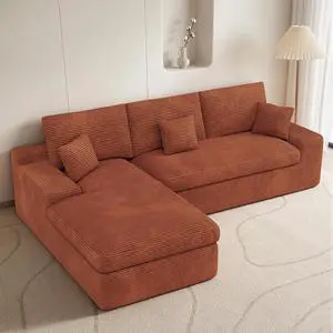111" Modular Sectional Sofa for Living Room, Convertible L-Shape Couch with Ottoman,Cloud Boneless Couch with Layered Cushion,Reddish Brown Corduroy 111" Modular Sectional Sofa for Living Room, Convertible L-Shape Couch with Ottoman,Cloud Boneless Couch with Layered Cushion,Reddish Brown Corduroy