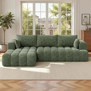 108 Boneless Couch, Cloud Couch with L-Shape Chaise, Modular Sectional Sofa with Oversized Deep Seat,Couch for Living Room Bedroom,No Assembly Required,Green 108 Boneless Couch, Cloud Couch with L-Shape Chaise, Modular Sectional Sofa with Oversized Deep Seat,Couch for Living Room Bedroom,No Assembly Required,Green