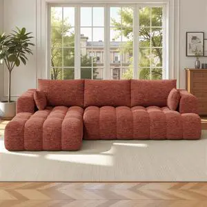 108 Boneless Couch, Cloud Couch with L-Shape Chaise, Modular Sectional Sofa with Oversized Deep Seat,Couch for Living Room Bedroom,No Assembly Required,Bown 108 Boneless Couch, Cloud Couch with L-Shape Chaise, Modular Sectional Sofa with Oversized Deep Seat,Couch for Living Room Bedroom,No Assembly Required,Bown