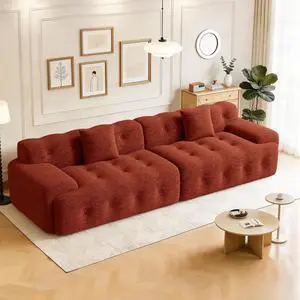 113" Modern Boneless Couches for Living Room, Oversized 3 Seater Cloud Couch, Chenille Modular Sectional Sofa, No Assembly Required, Red Brown 1 PCS 113" Modern Boneless Couches for Living Room, Oversized 3 Seater Cloud Couch, Chenille Modular Sectional Sofa, No Assembly Required, Red Brown 1 PCS
