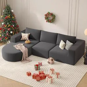 L-Shaped Boneless Couch,104" Couches for Living Room with Curved Chaise,Modular Sectional Sofa with Deep Seat,Modern Cozy Cloud Compression Sofas,No Assembly Required(Gray) 1PCS L-Shaped Boneless Couch,104" Couches for Living Room with Curved Chaise,Modular Sectional Sofa with Deep Seat,Modern Cozy Cloud Compression Sofas,No Assembly Required(Gray) 1PCS