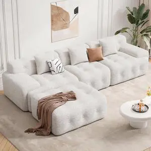 113" Modern Boneless Couches for Living Room, L Shaped Cloud Couch Sectional, Chenille Convertible Modular Sofa Set, No Assembly Required, Beige 1 PCS 113" Modern Boneless Couches for Living Room, L Shaped Cloud Couch Sectional, Chenille Convertible Modular Sofa Set, No Assembly Required, Beige 1 PCS