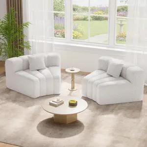 2PCS 1/8 Round Modular Sectional Sofa, 2 Seater Modern Curved Cloud Couch Modules, Convertible Boneless Couches for Living Room, No Assembly Required, White 2PCS 1/8 Round Modular Sectional Sofa, 2 Seater Modern Curved Cloud Couch Modules, Convertible Boneless Couches for Living Room, No Assembly Required, White