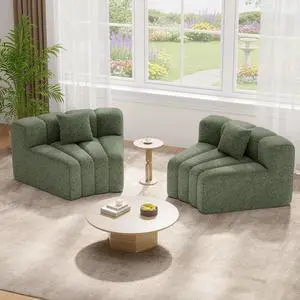 2PCS 1/8 Round Modular Sectional Sofa, 2 Seater Modern Curved Cloud Couch Modules, Convertible Boneless Couches for Living Room, No Assembly Required, Green 2PCS 1/8 Round Modular Sectional Sofa, 2 Seater Modern Curved Cloud Couch Modules, Convertible Boneless Couches for Living Room, No Assembly Required, Green