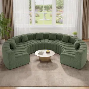 Oversized Curved Cloud Couch, 6 Seater Modern Modular Sectional Sofa, Convertible Boneless Couches for Living Room, No Assembly Required, Green 1 PCS Oversized Curved Cloud Couch, 6 Seater Modern Modular Sectional Sofa, Convertible Boneless Couches for Living Room, No Assembly Required, Green 1 PCS