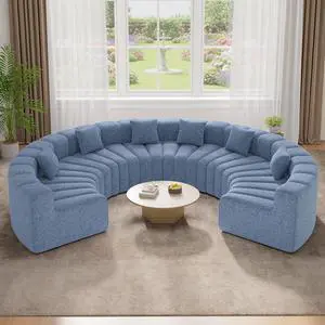 Oversized Curved Cloud Couch, 6 Seater Modern Modular Sectional Sofa, Convertible Boneless Couches for Living Room, No Assembly Required, Light Blue 1 PCS Oversized Curved Cloud Couch, 6 Seater Modern Modular Sectional Sofa, Convertible Boneless Couches for Living Room, No Assembly Required, Light Blue 1 PCS