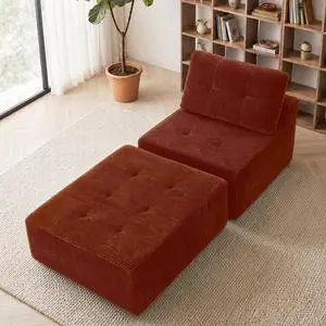 31'' Cloud Single Sofa with Ottoman, Modern Modular Sectional Sofa for Living Room, Apartment, No Assembly Needed, Reddish Brown Corduroy 31'' Cloud Single Sofa with Ottoman, Modern Modular Sectional Sofa for Living Room, Apartment, No Assembly Needed, Reddish Brown Corduroy