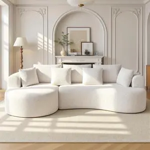 124" Curved Modular Sectional Sofa Oversized, L-Shape Boneless Couches for Living Room with Deep Seat and 7 Pillows, High-Density Memory Foam, Beige Chenille Fabric, No Assembly Required 124" Curved Modular Sectional Sofa Oversized, L-Shape Boneless Couches for Living Room with Deep Seat and 7 Pillows, High-Density Memory Foam, Beige Chenille Fabric, No Assembly Required