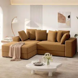 111'' Modern Sectional Cloud Sofa with Chaise, Extra Large Sleeper Couches Corduroy with 8pcs Pillows for Living Room, Bedroom 111'' Modern Sectional Cloud Sofa with Chaise, Extra Large Sleeper Couches Corduroy with 8pcs Pillows for Living Room, Bedroom