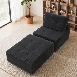 31'' Cloud Single Sofa with Ottoman, Modern Modular Sectional Sofa for Living Room, Apartment, No Assembly Needed, Gray Corduroy 31'' Cloud Single Sofa with Ottoman, Modern Modular Sectional Sofa for Living Room, Apartment, No Assembly Needed, Gray Corduroy
