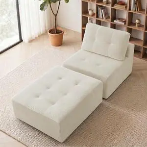 31'' Cloud Single Sofa with Ottoman, Modern Modular Sectional Sofa for Living Room, Apartment, No Assembly Needed, Beige Corduroy 31'' Cloud Single Sofa with Ottoman, Modern Modular Sectional Sofa for Living Room, Apartment, No Assembly Needed, Beige Corduroy