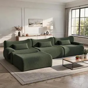 126" Cloud Couch Sectional, L Shaped Boneless Couches for Living Room - Oversized Modular Sofa with Deep Seats, Modern Couches with Movable Ottoman,Green 126" Cloud Couch Sectional, L Shaped Boneless Couches for Living Room - Oversized Modular Sofa with Deep Seats, Modern Couches with Movable Ottoman,Green