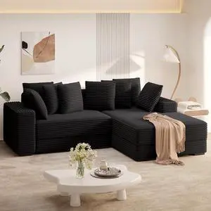 111 Sectional Cloud Couches with L Shaped Chaise, Extra Large Sleeper Couch Reversible Corduroy with 8pcs Pillows for Living Room, Bedroom 111 Sectional Cloud Couches with L Shaped Chaise, Extra Large Sleeper Couch Reversible Corduroy with 8pcs Pillows for Living Room, Bedroom
