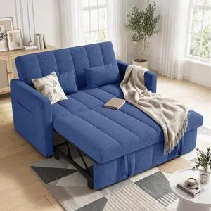 Convertible Sofa Bed 3-in-1, Pull Out Sleeper Couch with Adjustable Backrest, Loveseat Sofa with Side Storage Pockets,Couch for Apartment, Office, Easy Assembly,Blue Convertible Sofa Bed 3-in-1, Pull Out Sleeper Couch with Adjustable Backrest, Loveseat Sofa with Side Storage Pockets,Couch for Apartment, Office, Easy Assembly,Blue