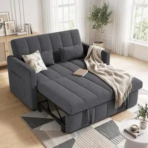 Convertible Sofa Bed 3-in-1, Pull Out Sleeper Couch with Adjustable Backrest, Loveseat Sofa with Side Storage Pockets,Couch for Apartment, Office, Easy Assembly,Light Gray Convertible Sofa Bed 3-in-1, Pull Out Sleeper Couch with Adjustable Backrest, Loveseat Sofa with Side Storage Pockets,Couch for Apartment, Office, Easy Assembly,Light Gray