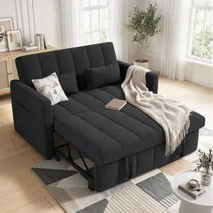 Convertible Sofa Bed 3-in-1, Pull Out Sleeper Couch with Adjustable Backrest, Loveseat Sofa with Side Storage Pockets,Couch for Apartment, Office, Easy Assembly,Dark Gray Convertible Sofa Bed 3-in-1, Pull Out Sleeper Couch with Adjustable Backrest, Loveseat Sofa with Side Storage Pockets,Couch for Apartment, Office, Easy Assembly,Dark Gray
