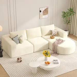 L-Shaped Boneless Couch,104" Couches for Living Room with Curved Chaise,Modular Sectional Sofa with Deep Seat,Modern Cozy Cloud Compression Sofas,No Assembly Required(Beige) 1PCS L-Shaped Boneless Couch,104" Couches for Living Room with Curved Chaise,Modular Sectional Sofa with Deep Seat,Modern Cozy Cloud Compression Sofas,No Assembly Required(Beige) 1PCS