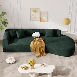 126" Curved Modular Sectional Sofa, Modern Cloud Couch with Deep Seat, Upholstered Oversized Boneless Couches for Living Room, No Assembly Required, Green Corduroy Fabric, 1 PCS 126" Curved Modular Sectional Sofa, Modern Cloud Couch with Deep Seat, Upholstered Oversized Boneless Couches for Living Room, No Assembly Required, Green Corduroy Fabric, 1 PCS