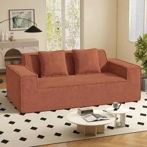 77in Modern Small Cloud Loveseat Sofa, No Assembly Required Boneless Love Seat Couches Includes 2 pcs Pillows for Living Room, Bedroom, Apartment-Brown 77in Modern Small Cloud Loveseat Sofa, No Assembly Required Boneless Love Seat Couches Includes 2 pcs Pillows for Living Room, Bedroom, Apartment-Brown