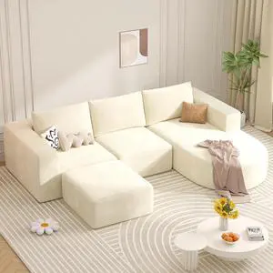 Boneless Couches for Living Room with Chaise,104" Modular Sectional Sofa with Convertible Ottoman,Cozy Cloud Couch with U-Shaped,Sponge Compression Sofas in a Box,No Assembly Required(Beige) 1pcs Boneless Couches for Living Room with Chaise,104" Modular Sectional Sofa with Convertible Ottoman,Cozy Cloud Couch with U-Shaped,Sponge Compression Sofas in a Box,No Assembly Required(Beige) 1pcs