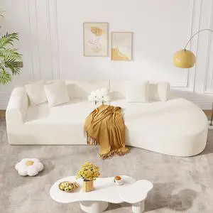 126" Modular Sectional Sofa, Modern Cloud Curved Couch with Deep Seat, Upholstered Oversized Couches for Living Room, No Assembly Required, Beige Corduroy Fabric, 1 PCS 126" Modular Sectional Sofa, Modern Cloud Curved Couch with Deep Seat, Upholstered Oversized Couches for Living Room, No Assembly Required, Beige Corduroy Fabric, 1 PCS