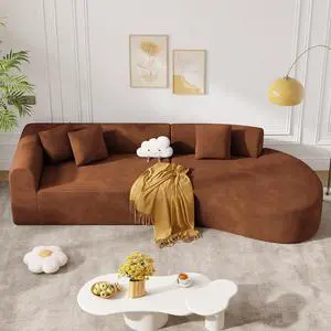 126" Curved Modular Sectional Sofa, Modern Boneless Couches for Living Room,No Assembly Required Cloud Couch,Brown Corduroy Fabric,1 PCS 126" Curved Modular Sectional Sofa, Modern Boneless Couches for Living Room,No Assembly Required Cloud Couch,Brown Corduroy Fabric,1 PCS