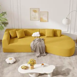 126" Modular Sectional Sofa, Modern Cloud Curved Couch with Deep Seat, Upholstered Oversized Couches for Living Room, No Assembly Required, Yellow Chenille Fabric, 1 PCS 126" Modular Sectional Sofa, Modern Cloud Curved Couch with Deep Seat, Upholstered Oversized Couches for Living Room, No Assembly Required, Yellow Chenille Fabric, 1 PCS