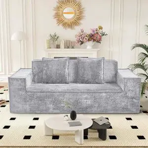 77'' Chenille Upholstered Modern Cloud Loveseat Sofa, No Assembly Required Deep Seat Couches Includes 2 pcs Pillows for Living Room, Bedroom, Apartment(Grey) 77'' Chenille Upholstered Modern Cloud Loveseat Sofa, No Assembly Required Deep Seat Couches Includes 2 pcs Pillows for Living Room, Bedroom, Apartment(Grey)