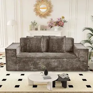 77'' Chenille Upholstered Modern Cloud Loveseat Sofa, No Assembly Required Deep Seat Couches Includes 2 pcs Pillows for Living Room, Bedroom, Apartment(Brown) 77'' Chenille Upholstered Modern Cloud Loveseat Sofa, No Assembly Required Deep Seat Couches Includes 2 pcs Pillows for Living Room, Bedroom, Apartment(Brown)