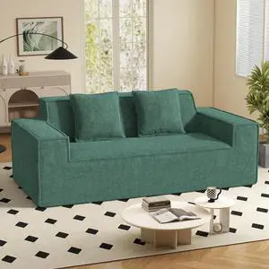 77in Modern Small Cloud Loveseat Sofa, No Assembly Required Boneless Love Seat Couches Includes 2 pcs Pillows for Living Room, Bedroom, Apartment-Green 77in Modern Small Cloud Loveseat Sofa, No Assembly Required Boneless Love Seat Couches Includes 2 pcs Pillows for Living Room, Bedroom, Apartment-Green