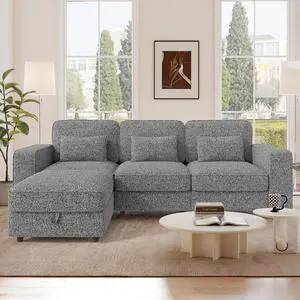 102" Convertible Sectional L-Shaped Sofa Couch with Storable Ottoman,Deep Seat Sofas for Living Room,Bedroom Apartment,with USB Type-C Ports and Pillow (Chenille,Dark Gary) 102" Convertible Sectional L-Shaped Sofa Couch with Storable Ottoman,Deep Seat Sofas for Living Room,Bedroom Apartment,with USB Type-C Ports and Pillow (Chenille,Dark Gary)
