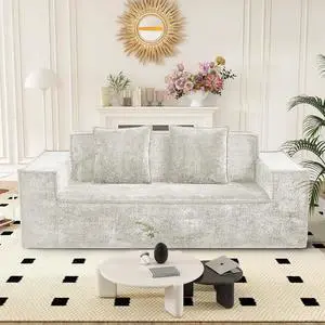77'' Chenille Upholstered Modern Cloud Loveseat Sofa, No Assembly Required Deep Seat Couches Includes 2 pcs Pillows for Living Room, Bedroom, Apartment(Beige) 77'' Chenille Upholstered Modern Cloud Loveseat Sofa, No Assembly Required Deep Seat Couches Includes 2 pcs Pillows for Living Room, Bedroom, Apartment(Beige)