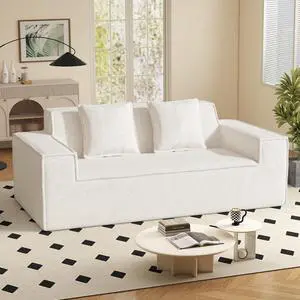 77in Modern Small Cloud Loveseat Sofa, No Assembly Required Boneless Love Seat Couches Includes 2 pcs Pillows for Living Room, Bedroom, Apartment-Beige 77in Modern Small Cloud Loveseat Sofa, No Assembly Required Boneless Love Seat Couches Includes 2 pcs Pillows for Living Room, Bedroom, Apartment-Beige