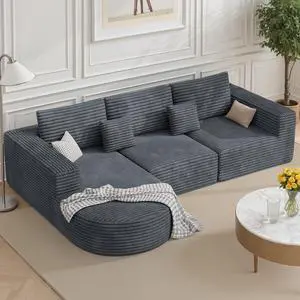 110Sectional Couches for Living Room,Modular l Shaped Cloud Couch,Boneless Comfy,Modern Sofa with Chaise,Deep Seat Convertible Sleeper Sofa Bed,No Assembly Required,Gray,1pcs 110Sectional Couches for Living Room,Modular l Shaped Cloud Couch,Boneless Comfy,Modern Sofa with Chaise,Deep Seat Convertible Sleeper Sofa Bed,No Assembly Required,Gray,1pcs