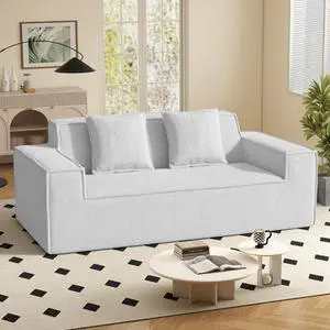 77'' Modern Small Loveseat Cloud Sofa, No Assembly Required Deep Seat Boneless Couches Includes 2 pcs Pillows for Living Room, Bedroom, Apartment-Grey 77'' Modern Small Loveseat Cloud Sofa, No Assembly Required Deep Seat Boneless Couches Includes 2 pcs Pillows for Living Room, Bedroom, Apartment-Grey