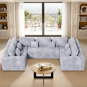 136'' Large Sectional Cloud Couches with Chaise, U Shaped Boneless Loveseat Sofa, No Assembly Required Deep Seat Modular Lounge for Living Room 3PCS Set, Bedroom(Light Grey) 136'' Large Sectional Cloud Couches with Chaise, U Shaped Boneless Loveseat Sofa, No Assembly Required Deep Seat Modular Lounge for Living Room 3PCS Set, Bedroom(Light Grey)