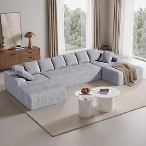 131'' U Shaped Sectional Couches with Chaise Lounge, No Assembly Required Deep Seat Modular Cloud Sofa for Living Room 1PCS, Bedroom(Light Gray) 131'' U Shaped Sectional Couches with Chaise Lounge, No Assembly Required Deep Seat Modular Cloud Sofa for Living Room 1PCS, Bedroom(Light Gray)