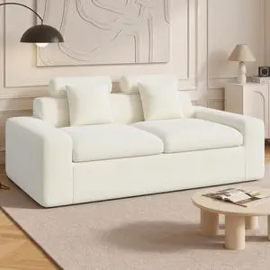 75'' Small Boneless Cloud Loveseat Sofa, No Assembly Required Couches Includes 2 pcs Pillows for Apartment, Living Room, Bedroom(Adjustable Headrest) 75'' Small Boneless Cloud Loveseat Sofa, No Assembly Required Couches Includes 2 pcs Pillows for Apartment, Living Room, Bedroom(Adjustable Headrest)