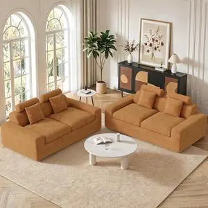 75'' Small Boneless Cloud Loveseat Sofa Set 2, No Assembly Required Couches Includes 4 pcs Pillows for Apartment, Living Room, Bedroom(Adjustable Headrest) 75'' Small Boneless Cloud Loveseat Sofa Set 2, No Assembly Required Couches Includes 4 pcs Pillows for Apartment, Living Room, Bedroom(Adjustable Headrest)