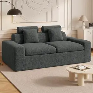 75'' Small Boneless Cloud Loveseat Sofa, No Assembly Required Couches Includes 2 pcs Pillows for Apartment, Living Room, Bedroom(Adjustable Headrest) 75'' Small Boneless Cloud Loveseat Sofa, No Assembly Required Couches Includes 2 pcs Pillows for Apartment, Living Room, Bedroom(Adjustable Headrest)