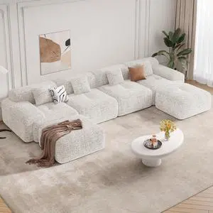 158" Modern U Shaped Modular Sectional Sofa, Boneless Couches for Living Room with Ottoman,6 Seater Convertible Chenille Cloud Couch Sofa Set, No Assembly Required, Beige 1 PCS 158" Modern U Shaped Modular Sectional Sofa, Boneless Couches for Living Room with Ottoman,6 Seater Convertible Chenille Cloud Couch Sofa Set, No Assembly Required, Beige 1 PCS