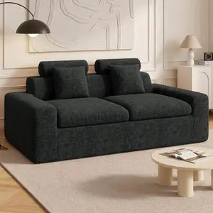 75'' Small Boneless Cloud Loveseat Sofa, No Assembly Required Couches Includes 2 pcs Pillows for Apartment, Living Room, Bedroom(Adjustable Headrest) 75'' Small Boneless Cloud Loveseat Sofa, No Assembly Required Couches Includes 2 pcs Pillows for Apartment, Living Room, Bedroom(Adjustable Headrest)