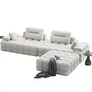 132" L-Shaped Modular Sectional Sofa, Oversized Cloud Couch for Living Room, Freely Combinable Furniture, White 132" L-Shaped Modular Sectional Sofa, Oversized Cloud Couch for Living Room, Freely Combinable Furniture, White